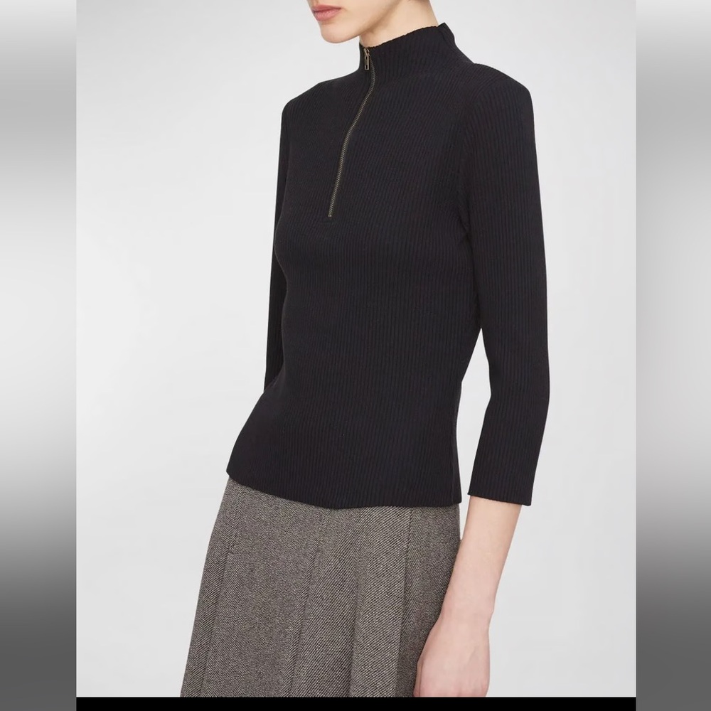 NWT Vince Half-Zip Three Quarter Sleeve Ribbed Sweater